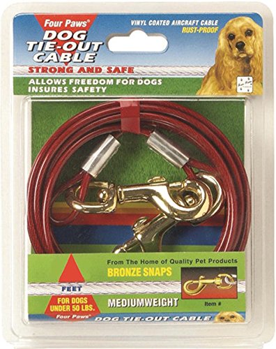 0634252068930 - FOUR PAWS PRODUCTS 456900 RED CABLE DOG TIEOUT, 10-FEET