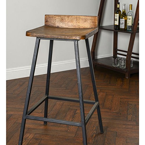 0634261262121 - KOSAS HOME HANDCRAFTED PENNIE MAHOGANY MANGO AND BLACK IRON COUNTER STOOL 30 INCHES HIGH X 14 INCHES WIDE X 14 INCHES DEEP