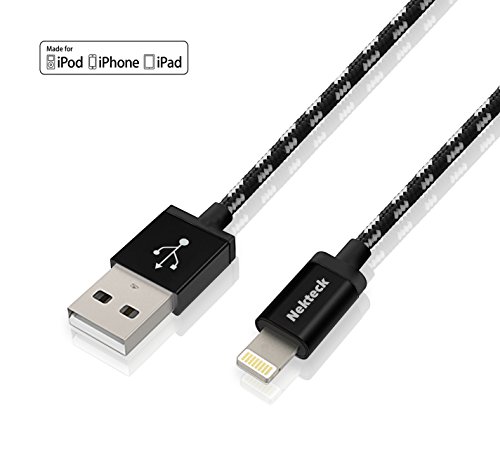 0634324695811 - APPLE LIGHTNING TO USB CABLE, NEKTECK NYLON BRAIDED APPLE CHARGING CORD 6.6FT / 2M FOR IPHONE 6S / 6 / 6 PLUS 5S 5C 5 IPAD PRO AIR 2 MINI 4/3 IPOD 5 IPOD NANO AND MORE - BLACK
