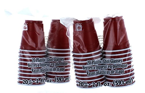 0634397531191 - 40 MINI RED CUPS PLASTIC 2OZ SHOT GLASSES COLLEGE PARTY DISPOSABLE