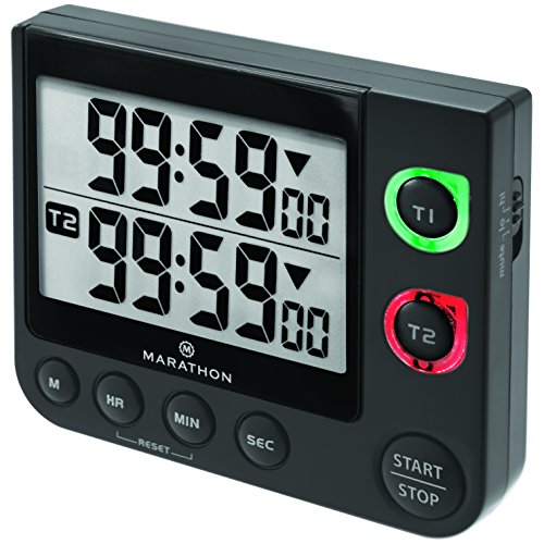 0063442000212 - MARATHON TI030017BK LARGE DISPLAY 100 HOUR DUAL COUNT UP/DOWN TIMER, BLACK - BATTERY INCLUDED