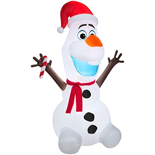 0634420737170 - DISNEY FROZEN OLAF 6 FOOT SCARF AND CANDY CANE HOLIDAY YARD AIRBLOWN INFLATABLE