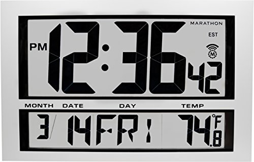 0063442320174 - MARATHON CL030025 COMMERCIAL GRADE JUMBO ATOMIC WALL CLOCK WITH 6 TIME ZONES, INDOOR TEMPERATURE & DATE - BATTERIES INCLUDED