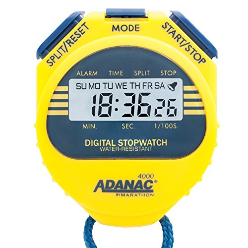 0063442900277 - MARATHON ST083009 ADANAC 4000 DIGITAL STOPWATCH TIMER WITH EXTRA LARGE DISPLAY AND BUTTONS, WATER RESISTANT, ONE YEAR WARRANTY - YELLOW