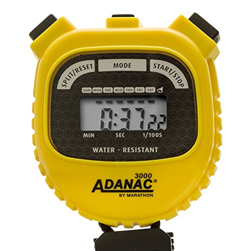 0063442900338 - MARATHON ADANAC 3000 DIGITAL STOPWATCH TIMER WITH EXTRA LARGE DISPLAY AND BUTTONS, WATER RESISTANT (YELLOW, 10)