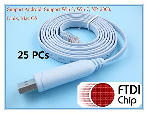 0634475554159 - 25 PCS (PACK) OF FTDI USB TO SERIAL / RS232 CONSOLE ROLLOVER CABLE FOR CISCO ROUTERS - RJ45