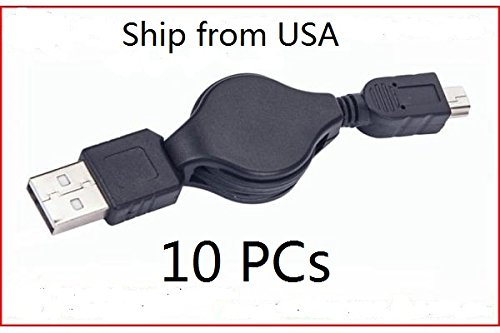 0634475554258 - LSTECH 10 PCS (PACK) OF RETRACTABLE USB A MALE TO 5 PIN MINI USB DATA CABLE