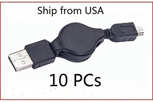 0634475554333 - LSTECH 10 PCS ( PACK) OF USB 2.0 A TO MINI-USB B 5-PIN RETRACTABLE CABLE FOR CANON POWERSHOT SD950 SD890 SD880 SD790 SD870 SD770 SD1100 SD750 SD850 A720 A2000 A1000 A590 A580 A470 E1