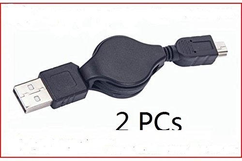 0634475554340 - LSTECH TWO PCS OF USB 2.0 A TO MINI-USB B 5-PIN RETRACTABLE CABLE FOR CANON POWERSHOT SD950 IS SD890 IS SD880 IS SD790 SD870 SD770 SD1100 SD750 SD850 IS A720 IS A2000 IS A1000 IS A590 IS A580 A470 E1