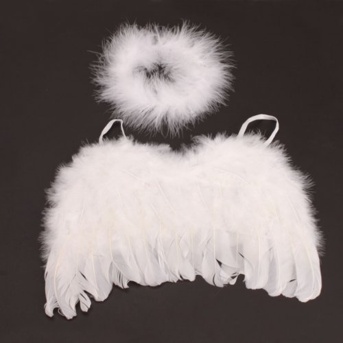 6345342623116 - BABY INFANT 0-6MO WHITE ANGEL FEATHER WINGS + HALO