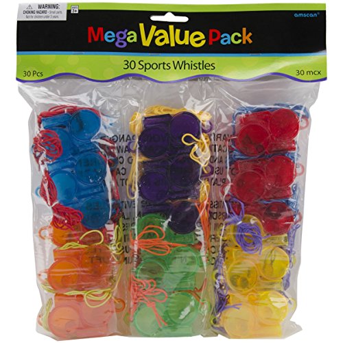 0063463548090 - AMSCAN MEGA VALUE PACK PARTY FAVORS, SPORTS WHISTLES, 30 PER PACKAGE