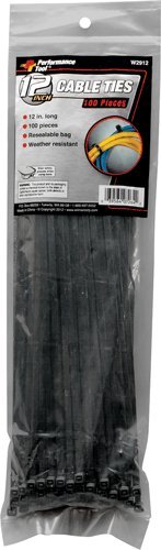 0634746276087 - 100 PC. 12 INCH BLACK CABLE TIES -2PACK