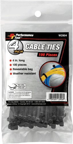0634746276124 - 100 PC. 4 INCH BLACK CABLE TIES -2PACK