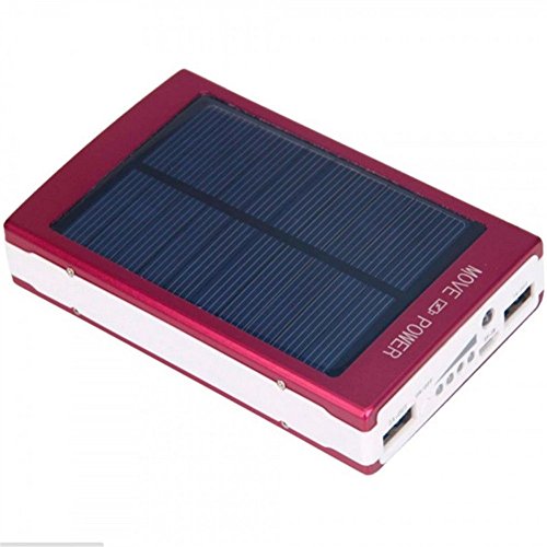 6347619830739 - GENERIC RED 30000MAH DUAL USB PORTABLE SOLAR PANEL BATTERY CHARGER POWER BANK