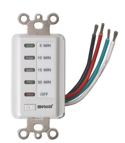 6348288337604 - WOODS 59007 DECORA STYLE 30-15-10-5 MINUTE PRESET WALL SWITCH TIMER, WHITE, 30-MINUTE