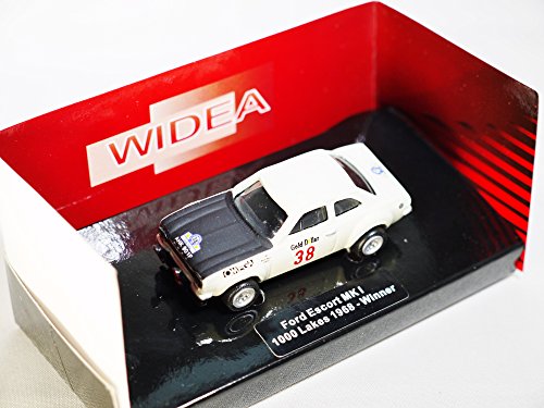 0635189557962 - 1/87 WIDEA DIE CAST COLLECTIBLE RALLY CAR FORD FORD ESCORT MK 1 - 1000 LAKES 1968 WINNER NO. 38 FIGURE WHITE & DARK RED