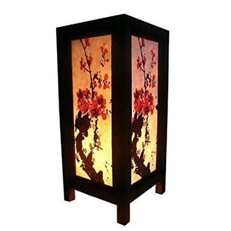 0635341366142 - RED JAPANESE CHERRY BLOSSOM TABLE LAMP LIGHTING SHADES FLOOR DESK OUTDOOR TOUCH ROOM BEDROOM MODERN VINTAGE HANDMADE ASIAN ORIENTAL WOOD LED BEDSIDE GIFT ART HOME GARDEN CHRISTMAS; FREE ADAPTER; US 2 PIN PLUG #115