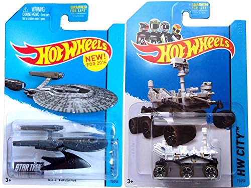 0635349000819 - STAR TREK MARS ROVER HOT WHEELS SET 2014 PLANET HEROES USS VENGEANCE 1:64 SCALE COLLECTIBLE DIE CAST METAL TOY CAR MODELS NO. 71 AND 75