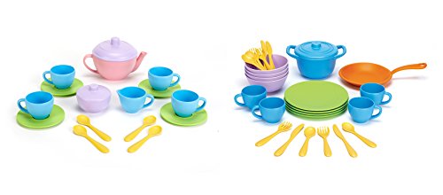 0635409935419 - MAVEN GIFTS: GREEN TOYS TEA SET WITH GREEN TOYS COOKWARE AND DINING SET