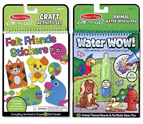 0635409953369 - MELISSA & DOUG - ON-THE-GO - WATER WOW COLORING BOOK - ANIMALS WITH ON-THE-GO - FELT FRIENDS STICKERS