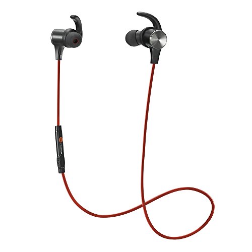 0635414212581 - TAOTRONICS BLUETOOTH HEADPHONES, WIRELESS 4.1 MAGNETIC EARBUDS APTX STEREO EARPHONES, IPX5 SPLASH PROOF SECURE FIT FOR SPORTS WITH BUILT-IN MIC - RED