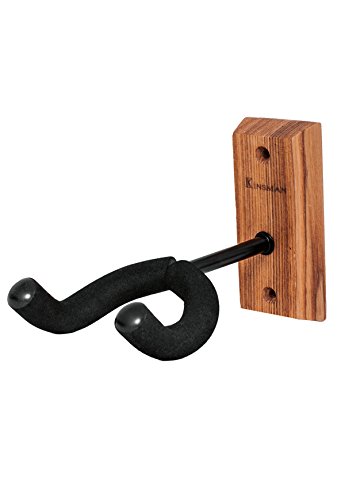 0635464462868 - NOMAD NGH-304R WALL MOUNT ELECTRIC GUITAR HANGER WITH WOOD BASE AND 4-INCH ARM