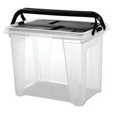 0635665052240 - PORTABLE FILE BOX, WING LID, STACKABLE, LTR, 4/CT, CL/BK, SOLD AS 1 EACH