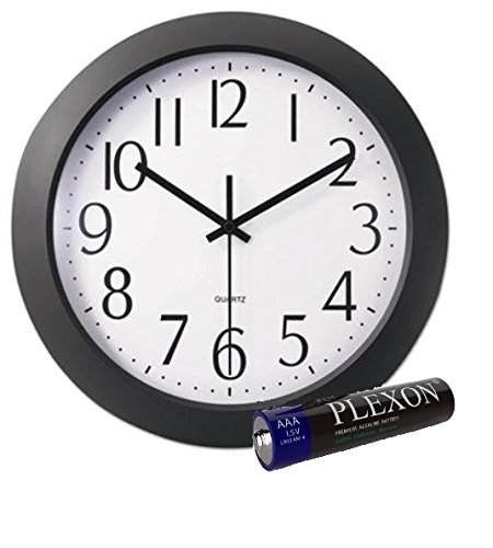 0635665323913 - UNIVERSAL OFFICE PRODUCTS 10451 WHISPER QUIET CLOCK, 12QUOT;, BLACK WITH AA PLEXON BATTERIES INCLUDED