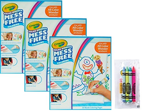 0635665327881 - CRAYOLA COLOR WONDER DRAWING PAPER, 90 SHEETS, BUNDLED WITH A 4-PACK OF CELLO WRAPPED CRAYOLA CRAYONS