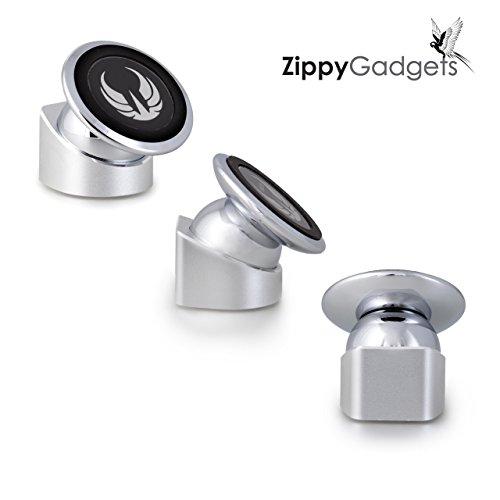 0635665955411 - ZIPPY GADGETS MAGNETIC CELL PHONE MOUNT AND HOLDER - BEST FOR HANDS-FREE USE, SUPER STRONG MAGNET - MOBILE STAND, SMARTPHONE GADGET AND ACCESSORY (SILVER CHROME)