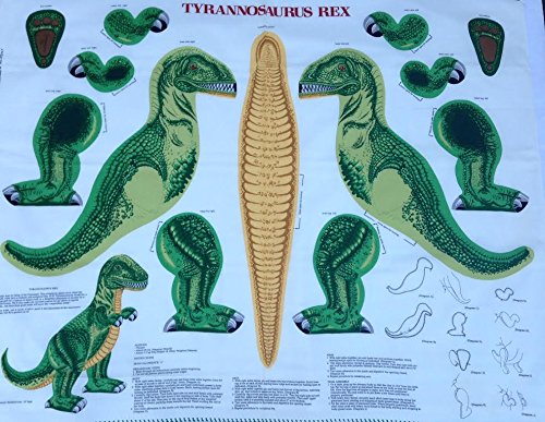 6357381637931 - TYRANNOSAURUS REX PILLOW OR STUFFED ANIMAL SHAPED FABRIC PANEL (GREAT FOR SEWING, CRAFT PROJECTS, PILLOWS, APPLIQUES AND MORE) 16 TALL DINOSAUR