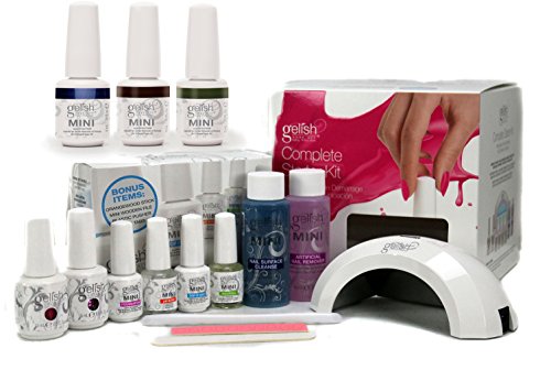 0635797567384 - GELISH HARMONY COMPLETE STARTER LED GEL NAIL POLISH KIT WITH 5 COLORS INCLUDING DEAR JOHNNY GREEN, CAUTION AND DOUBLE SHOT ESPRESSO