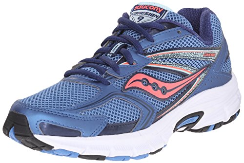 0635841235382 - SAUCONY - COHESION 9 (BLUE/LIGHT BLUE/CORAL) WOMEN'S RUNNING SHOES
