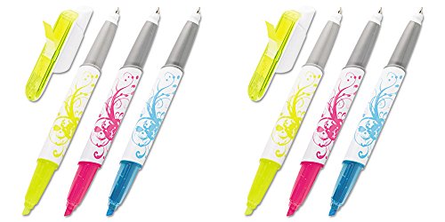 0635909138310 - POST-IT FLAG+ BALLPOINT PEN AND HIGHLIGHTER, BLACK INK WITH BLUE, PINK, AND YELLOW FLAGS, 50-FLAGS/PEN AND HIGHLIGHTER, 3-PACK, 2 PACKS