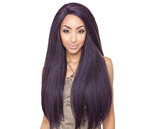 0635934328106 - ISIS BROWN SUGAR HUMAN HAIR BLEND SOFT SWISS LACE FRONT WIG - BS213 (1 - JET BLACK)