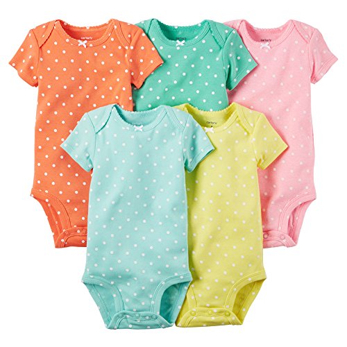 0635963784195 - CARTER'S BABY GIRLS' 5 PACK BODYSUITS (BABY) - BRIGHT POLKA DOTS-12M