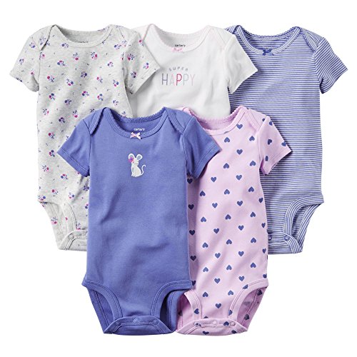 0635963784218 - CARTER'S BABY GIRLS' 5 PACK BODYSUITS (BABY) - HAPPY MOUSE-3M