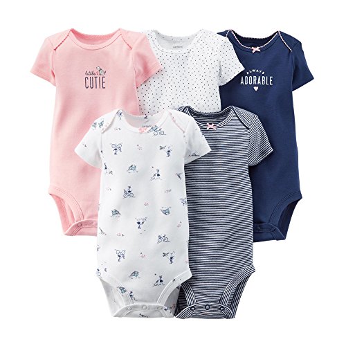0635963784294 - CARTER'S BABY GIRLS' 5 PACK BODYSUITS (BABY) - CUTIE/ADORABLE-12M