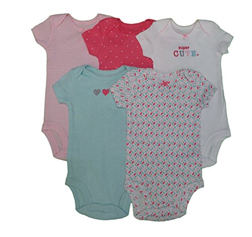 0635963788766 - CARTERS BABY GIRLS 5 PACK BODYSUITS (BABY) - SUPER CUTE-6M