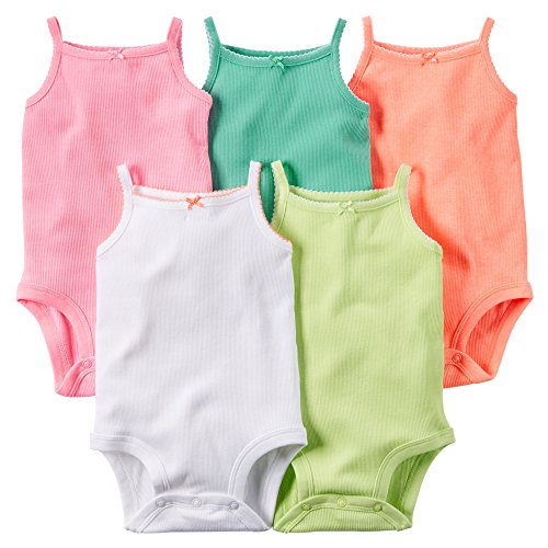 0635963788926 - CARTER'S BABY GIRLS' 5 PACK BODYSUITS (BABY) - SLEEVELESS SOLID-6M