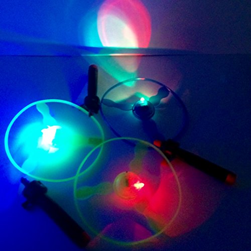 0635983060750 - BLUE AND GREEN SMALL LED LIGHT UP FLYING DISC TOY 3 PIECES
