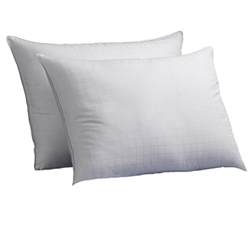 0635983499970 - LUXURY PLUSH DOWN-ALTERNATIVE HOTEL LUXE PILLOWS 2-PACK, KING SIZE, GEL-FIBER FILLED PILLOWS - HYPOALLERGENIC, 100% COTTON SHELL WITH WINDOWPANE PATTERN - FIRM DENSITY, IDEAL FOR SIDE/BACK SLEEPERS