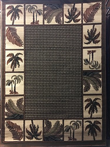 0635983632865 - PALM TREE TROPICAL 500,000 POINT AREA RUG GREEN DESIGN 1 (5FT2IN.X7FT.1IN.)