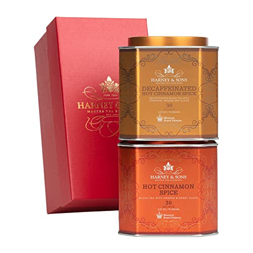 0636046001758 - HARNEY & SONS SPICY DAY & NIGHT TEA GIFT, HOT CINNAMON AND DECAF HOT CINNAMON, RED GIFT BOX