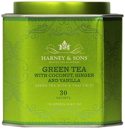 0636046354397 - HARNEY AND SONS GREEN TEA WITH COCONUT , FLAVORED GREEN 30 SACHETS PER TIN, 2.67 OZ