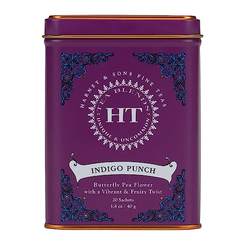 0636046356490 - HARNEY & SONS INDIGO PUNCH TEA, BUTTERFLY PEA FLOWER WITH FRUITY FLAVORS, HT LINE, 20 SACHETS