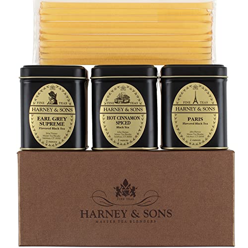 0636046804717 - HARNEY & SONS FAVORITES IN 2 OUNCE TINS, SAMPLER, 2 OUNCE TINS, AND HONEY