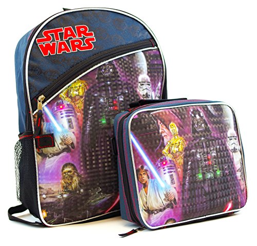 0636123309913 - STAR WARS CLASSIC CHARACTERS KIDS SCHOOL BACKPACK WITH INSULATED LUNCH BAG