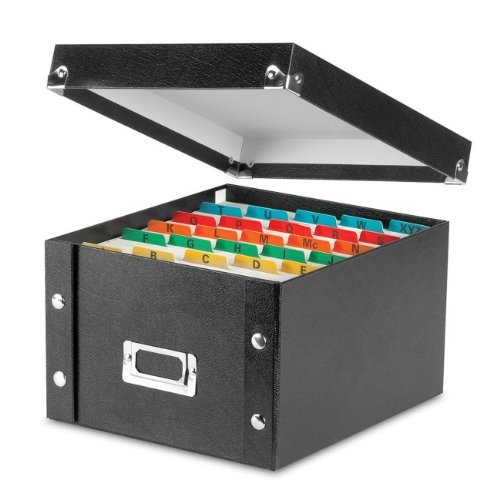 0636123700192 - SNAP-N-STORE COLLAPSIBLE INDEX CARD FILE BOX, HOLDS 1100 CARDS OF 5 X 8 INCHES, BLACK (SNS01647)
