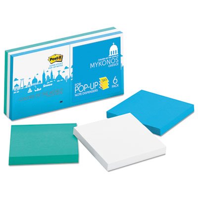0636123709423 - COLORS OF THE WORLD MYKONOS POP-UP NOTES, 3 X 3, 90/PAD, 6 PADS/PACK, SOLD AS 6 PAD